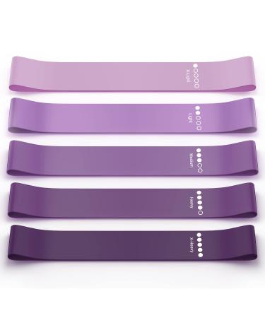 Resistance Bands, Exercise Workout Bands for Women and Men, 5 Set of Stretch Bands for Booty Purples