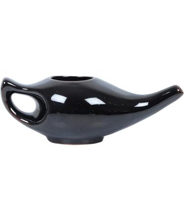 Durable Ceramic Neti Pot | Leak Proof Design | Microwave & Dishwasher Safe | Natural Sinus Relief | Comfort Grip Handle (Black/Brown) - Buy Online on GoSupps.com
