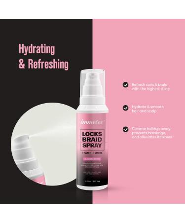 immetee Locks Braid Spray Hair Spray for Braids Locks Twists and Cornrows Refresh Itchy & Dry Scalp Moisturizes High Shine for Dull Hair. 150ml/5.07fl.oz - Buy Online on GoSupps.com