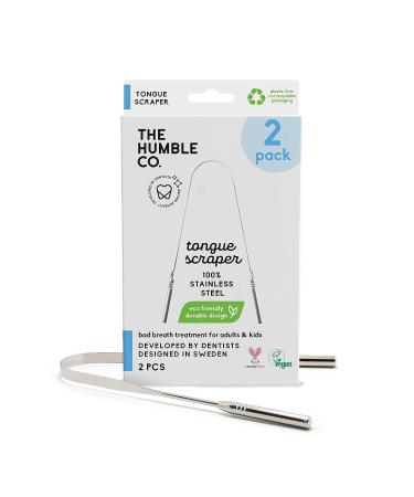 Humble Co. Stainless Steel Tongue Scraper | Oral Care & Dental Hygiene | Eliminate Bad Breath | BPA Free | 2pk - Buy Online on GoSupps.com