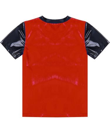 JanJean Boys Short Sleeve Shiny Sequins V-Neck Dance Shirt - Red, Size 16 Years - Buy Online on GoSupps.com