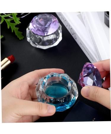 Nail Art Dappen Dish Crystal Glass Liquid Powder Cup Clear Diamond Manicure Bowl with Lid nail liquid crystal dish - Buy Online on GoSupps.com