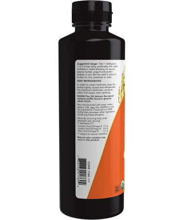 Now Foods Certified Organic Flax Seed Oil 12 fl oz (355 ml) - Buy Online on GoSupps.com
