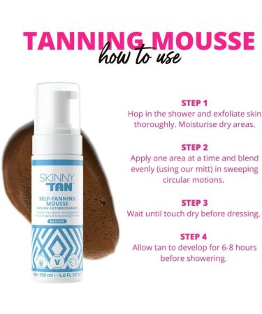Skinny Tan Dark Mousse 150ml - Instant Fake Tan with Coconut & Vanilla Aroma | Cruelty-Free, Vegan Skincare for Radiant Natural Glow - Buy Online on GoSupps.com