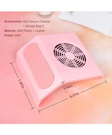Setgnur 40W Nail Dust Collector for Acrylic Nails - Powerful Salon Vacuum Cleaner with Filter (Pink) - Buy Online on GoSupps.com