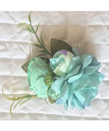 Floral Crown Bride Hair Comb Woman Handmade Side Comb Wedding Hair Accessories for Favor(Blue Flower) - Buy Online on GoSupps.com