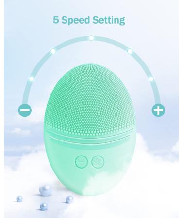 EZBASICS Silicone Facial Cleansing Brush - Waterproof Sonic Vibrating Face Brush for Deep Cleansing & Exfoliating - Mint Green - Buy Online on GoSupps.com