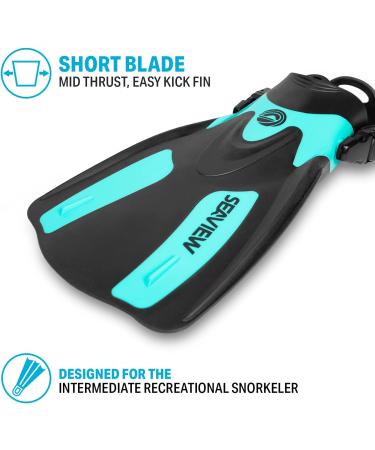 Seaview 180 RAWA Snorkel Fins - Adjustable Swim Fins for Travel - Snorkeling & Diving - Seafoam S/M - Buy Online on GoSupps.com