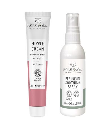 Nana & Dee Organic Nipple Cream and Organic Pregnancy and PostPartum Soothing Spray perineum spray- Relieves swelling pain and soreness - Made in the UK