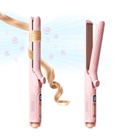 Hair Straightener and Curler 2-in-1 360 Airflow Styler Curling Iron 20 Million Negative Ion Hair Care LED Digital Display Multiple Temp Auto Off Dual Voltage