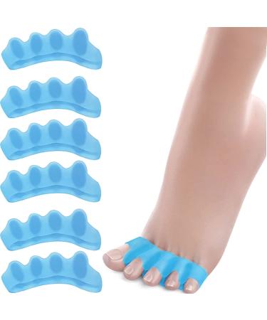 Toe spreader silicone for all toes |6x |Toe spreader hallux valgus correction |Gel toe separator for Bunion Correction |Correction for all toes |Hammer toe corrors - blue blue