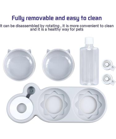 Auvstar 3-in-1 Cat Bowls with Stand - Tilted, Anti-Spill & Adjustable - Grey - Buy Online on GoSupps.com