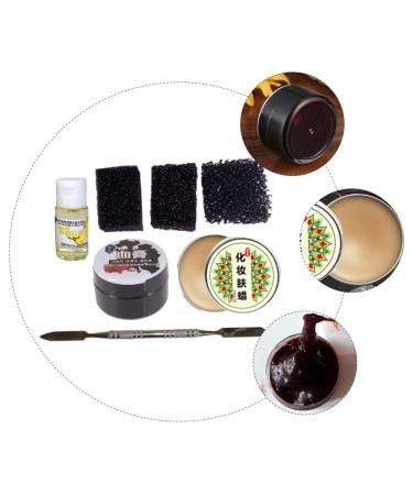 Ipetboom Set Halloween Makeup Wax Kit Sponges Face Makeup Bag Fake Blood Gel Halloween Make up Kits Special Effects Skin Wax Special Effects Stipple Sponge Makeup Blood Gel Painted Cosmetic