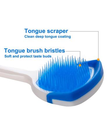 Tongue Brush Scraper Cleaner for Fighting Bad Breath - 2 Pack (Blue & Orange) - Buy Online on GoSupps.com