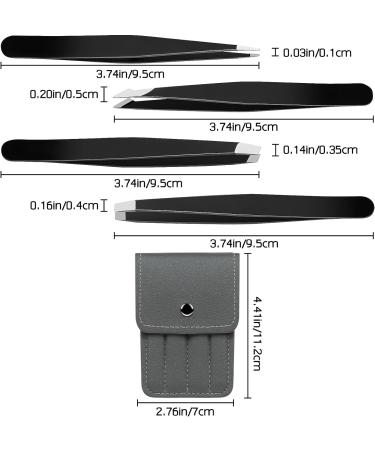 4Pcs Stainless Steel Tweezers Set for Ingrown Facial Hair Removal - Men & Women (Black) - Buy Online on GoSupps.com