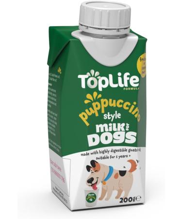 200ml TopLife Puppuccino Style Milk For Dogs (over 12 months old) froth up or simply pour Goats Milk - Buy Online on GoSupps.com