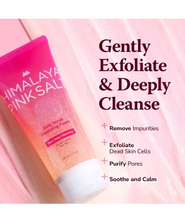 HIMALAYA PINKSALT Daily Scrub Cleansing Foam Pore Deep Cleansing 6.7 fl oz 2 Pack - BHA facial cleanser for oily skin Pore Cleaner Facial Scrub Low Alkaline Facial Cleanser Korean Skin Care - Buy Online on GoSupps.com