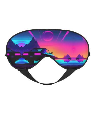 Retrowave Pictures Sleep Mask-Adjustable Breathable Fashionable Eye Mask for A Comfortable Sleep Experience