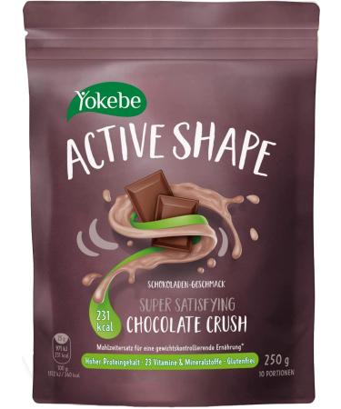 YOKEBE Active Shape Chocolate Crush - meal set for a weight -controlling diet - diet drink with high protein content and chocolate taste - 250 g 10 portions Chocolate 250 g (1 Pack)