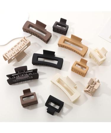 Alemaky 12 Pack Square Claw Clips - Non-slip Matte Hair Claw Clips for Women - Strong Hold Jaw Clip for Thick Thin Hair - Neutral Rectangle Design - Large and Small Sizes - Buy Online on GoSupps.com
