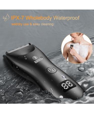 Body Hair Trimmer for Men Electric Hair Clippers Ball Trimmer with Ceramic Blade Waterproof Pubic Groin Hair Trimmer Grooming Kit with LCD Display & Recharge Dock Black - Buy Online on GoSupps.com