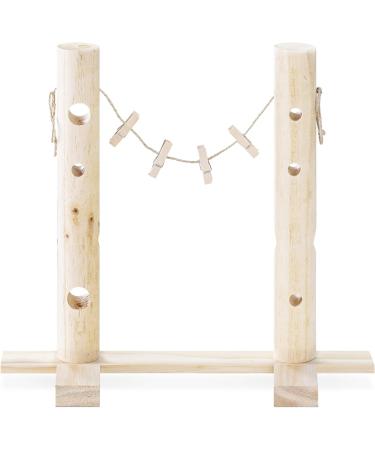 Navaris Wooden Rabbit Feeder Station - Pinewood Feeding Holder for Small Animals - Food Rack with Hanging Clips for Rabbits and Pets - Buy Online on GoSupps.com