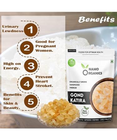 Indian Natural Grocery NAM Organics - Gond Katira Pure Organic - 400 Gm (Edible Gum) - Sourced from 100% Natural Gum Cultivators (400 Gm) - Buy Online on GoSupps.com