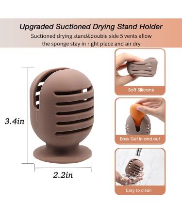 ELESDA Silicone Makeup Sponge Holder - Travel Friendly Beauty Blender Stand in Khaki - Buy Online on GoSupps.com