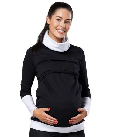 HAPPY MAMA Boutique Women's Maternity Nursing Jumper Sweeathirt 348 8-10 Black & White - Buy Online on GoSupps.com