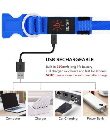 Yfbrite Rechargeable LED Dog Collar - Adjustable Reflective Safety Collar Flashes at Night (Blue Size S) - Buy Online on GoSupps.com