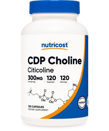 Nutricost CDP Choline (Citicoline) 300mg, 120 Vegetarian Capsules - Non-GMO, Vegetarian Friendly, Gluten Free 120 Count (Pack of 1)