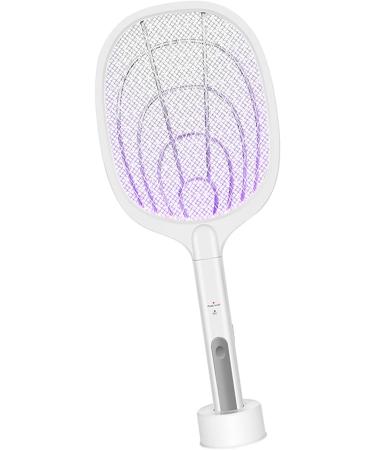 Electric Fly Swatter Racket Powerful Swatter 2 in 1 Electric Fly Killer Rechargeable Killer Lamp Portable Fly Killer Lamp for Indoor and Outdoor (White) - Buy Online on GoSupps.com