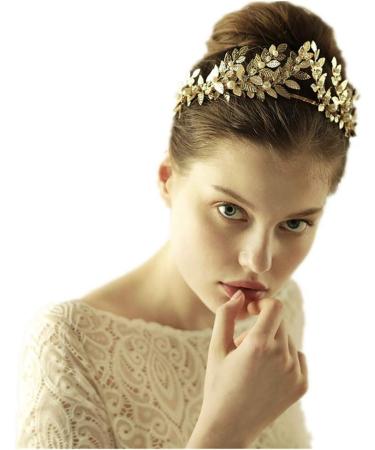 Frcolor Gold Leaf Crown Headpiece | Greek Goddess Pearl Bridal Wedding Headband - Shop Internationally! - Buy Online on GoSupps.com