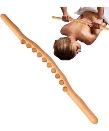 Premium Gua Sha Wooden Stick - Multifunctional Massage Tool with 10 Pearls | Natural Wood Rolling Massage Device for Relaxation - Buy Online on GoSupps.com