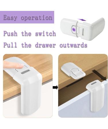 DHinkyoung 4 Pcs Safe Cupboard Locks Child Proof Drawer Locks Baby Proofing Corner Locks Child Safety Latches with Strong Adhesive for Cabinet Cupboard Drawer Refrigerator Oven Trash Toilet - Buy Online on GoSupps.com