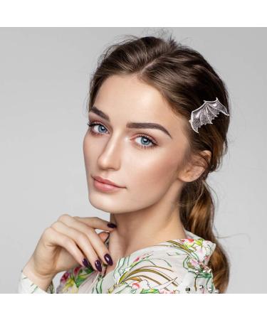 FRCOLOR Gothic Metal Bat Wings Hair Clip 2pcs for Halloween Party Costume - Silver - Buy Online on GoSupps.com