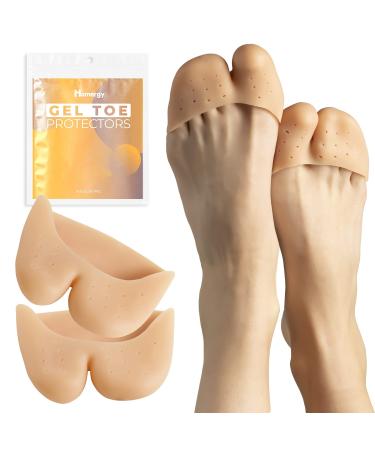 Toe Pads - Gel Toe Caps - Toe Protectors for Shoes - Cushioning Toe Covers for Women & Men - Toe Sleeves Guards for Pain Relief - 2 Pieces Beige