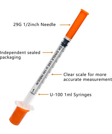 U-100 29G 1ml/cc Lab Syringes 1/2-Inch (13mm) - Pack of 30  Individually Wrapped - Buy Online on GoSupps.com
