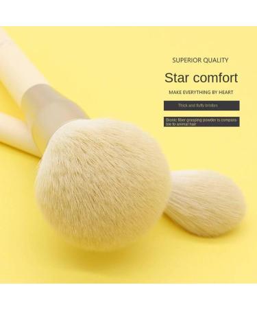 11-Piece Wooden Handle Makeup Brush Set | Little Pudding Beauty Tools with Storage Bag - Yellow - Buy Online on GoSupps.com