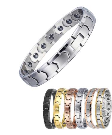 Biancat Prostapower Magnetic Copper Band Adjustable Length Simple and Fashionable Quantum Magnetic Bracelet (silver)