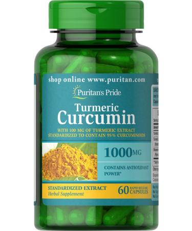 Puritan's Pride Turmeric Curcumin 1000 Mg W/Bioperine Capsules, 60 Count 60 Count (Pack of 1)