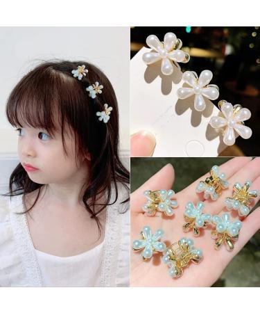 14 Pcs Mini Pearl Hair Claw Clips with Flower Design - Sweet Artificial Bangs Clips for Women & Girls - Buy Online on GoSupps.com