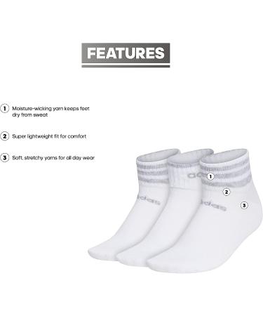 adidas Women's 3-Stripe Low Cut Socks 3-Pack - White/Cool Light Heather/Clear Onix Grey - Medium - Buy Online on GoSupps.com