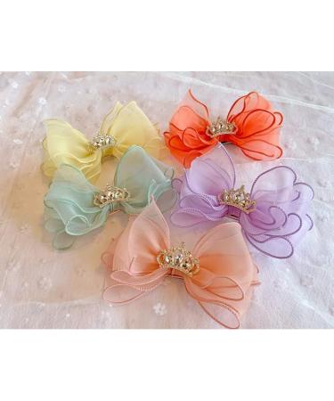 FEIFEI'S BOW Princess Chiffon Diamond Crown Unicorn Hair Clip - Purple with crown - Buy Online on GoSupps.com