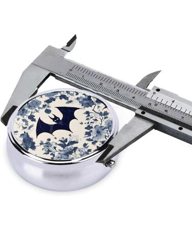 Bat Pattern Round Pill Box - 3 Compartment Mini Decorative Travel Organizer for Pills & Vitamins - Buy Online on GoSupps.com