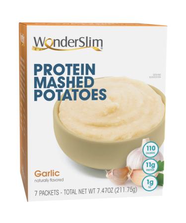 WonderSlim Instant Mashed Potatoes, Garlic, 110 Calories, 11g Protein, 1g Fat, 3g Fiber (7ct) Garlic 1 Box - 7 Count - Buy Online on GoSupps.com
