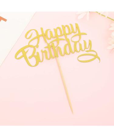 Gold Happy Birthday Cake Topper - Gold Glitter Cake Topper Decoration Photo Booth Props Cake Smash Decoration Supplies - Buy Online on GoSupps.com
