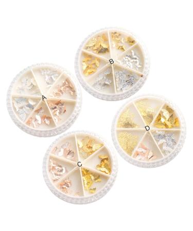 Mikinona 4 Box Manicure Patches Glitters Sticker Nail Art Nail Sequins Powder Nail Art Decoration Nail Art Ornament 3d Nail Art Sticker Confetti Nail Decals Nail Decor 3d Manicure Sticker 6cm Assorted Color