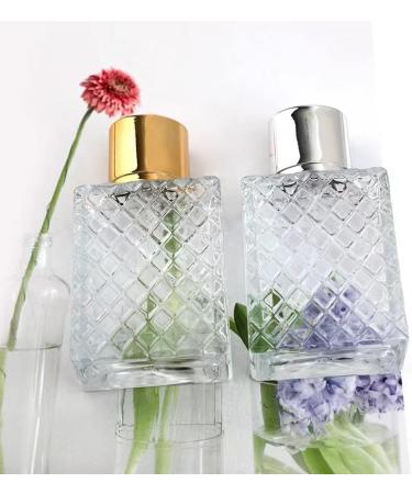 Enslz 100ml/3.4Oz Clear Glass Fine Mist Atomizer Portable Square Refillable Empty Perfum Spray Bottle Travel Atomizer Bottle Gold Cap - Buy Online on GoSupps.com