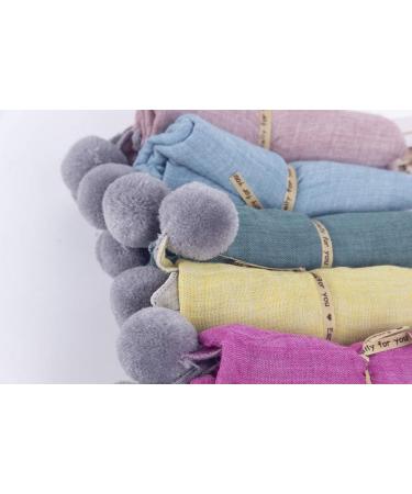 Baby Triangular Scarf Children's Muslin Neckerchief with Hair Ball Bandana in Light Blue - Buy Online on GoSupps.com